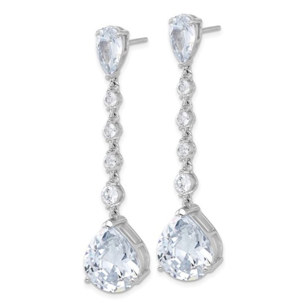 Elegant Sterling Silver Cubic Zirconia Teardrop Dangle Earrings